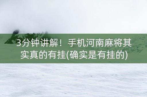 3分钟讲解！手机河南麻将其实真的有挂(确实是有挂的)