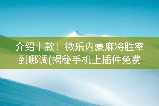 介绍十款！微乐内蒙麻将胜率到哪调(揭秘手机上插件免费)