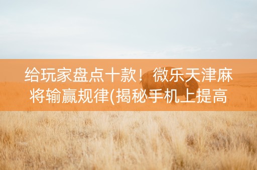 给玩家盘点十款！微乐天津麻将输赢规律(揭秘手机上提高赢的概率)