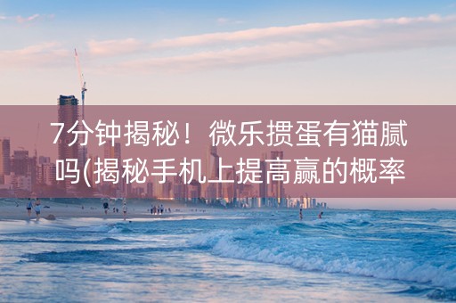 7分钟揭秘！微乐掼蛋有猫腻吗(揭秘手机上提高赢的概率)