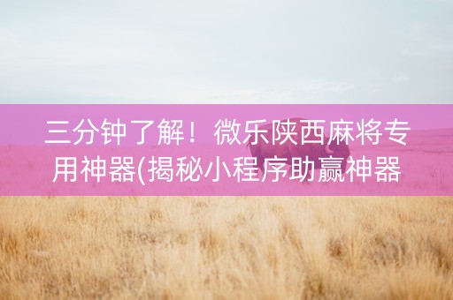 三分钟了解！微乐陕西麻将专用神器(揭秘小程序助赢神器购买)