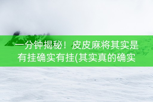 一分钟揭秘！皮皮麻将其实是有挂确实有挂(其实真的确实有挂)