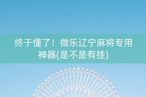 终于懂了！微乐辽宁麻将专用神器(是不是有挂)