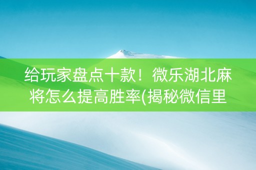 给玩家盘点十款！微乐湖北麻将怎么提高胜率(揭秘微信里赢的诀窍)