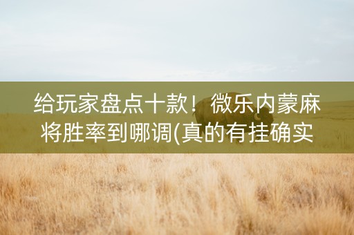 给玩家盘点十款！微乐内蒙麻将胜率到哪调(真的有挂确实有挂)