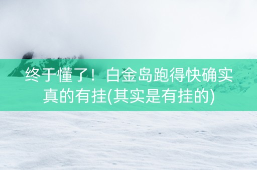 终于懂了！白金岛跑得快确实真的有挂(其实是有挂的)