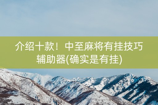 介绍十款！中至麻将有挂技巧辅助器(确实是有挂)