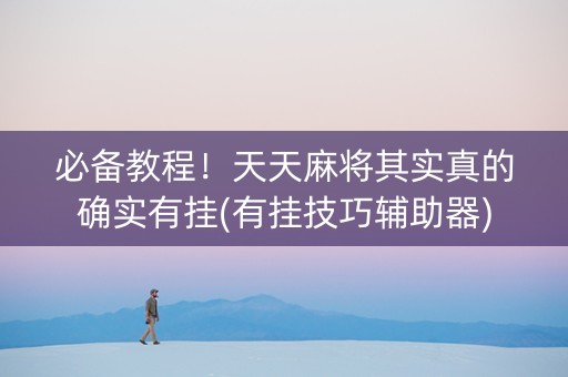 必备教程！天天麻将其实真的确实有挂(有挂技巧辅助器)