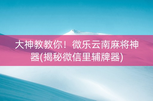 大神教教你！微乐云南麻将神器(揭秘微信里辅牌器)