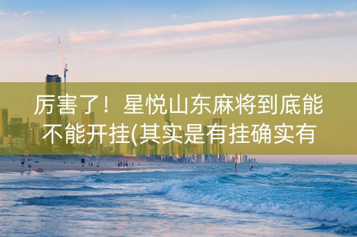 厉害了！星悦山东麻将到底能不能开挂(其实是有挂确实有挂)