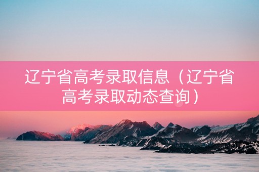 辽宁省高考录取信息（辽宁省高考录取动态查询）