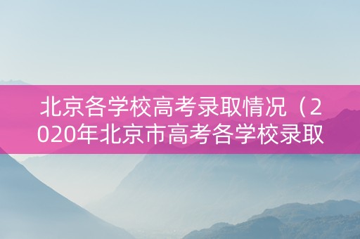 北京各学校高考录取情况（2020年北京市高考各学校录取分数线）