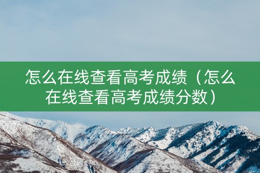 怎么在线查看高考成绩（怎么在线查看高考成绩分数）