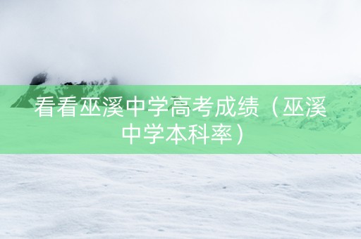 看看巫溪中学高考成绩（巫溪中学本科率）