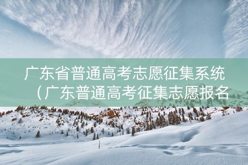 广东省普通高考志愿征集系统（广东普通高考征集志愿报名系统考生端）