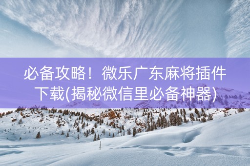 必备攻略！微乐广东麻将插件下载(揭秘微信里必备神器)