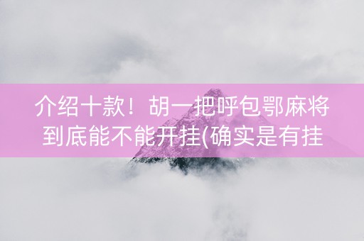 介绍十款！胡一把呼包鄂麻将到底能不能开挂(确实是有挂)