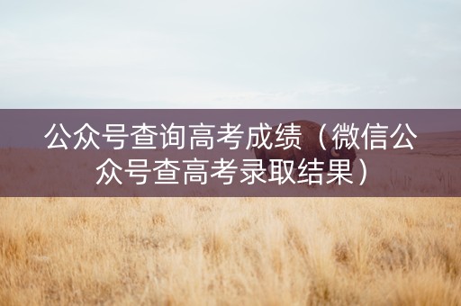 公众号查询高考成绩（微信公众号查高考录取结果）