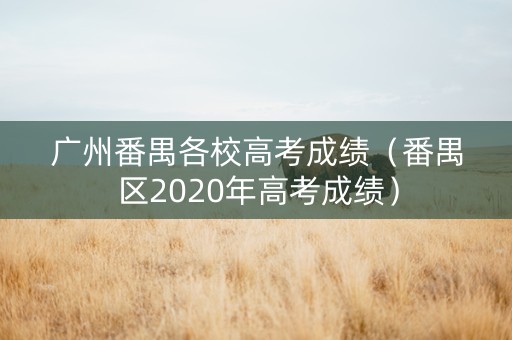 广州番禺各校高考成绩（番禺区2020年高考成绩）