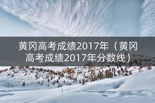 黄冈高考成绩2017年（黄冈高考成绩2017年分数线）