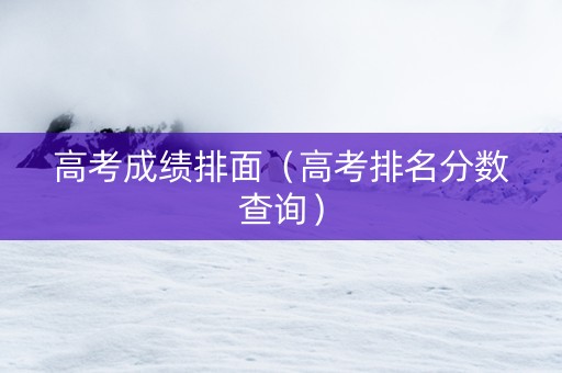 高考成绩排面（高考排名分数查询）