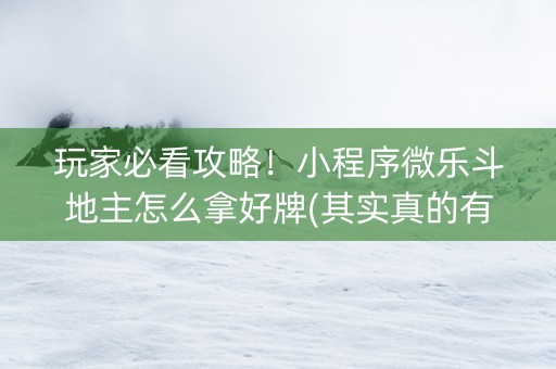 玩家必看攻略！小程序微乐斗地主怎么拿好牌(其实真的有挂)