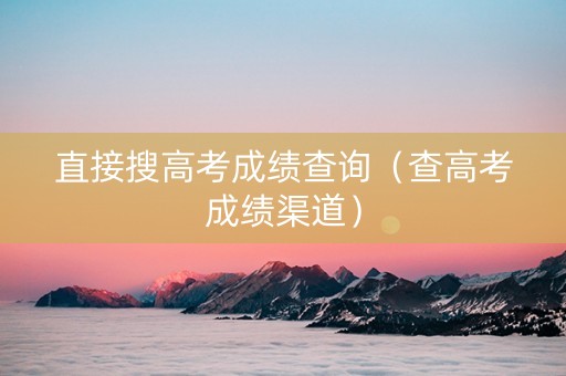 直接搜高考成绩查询（查高考成绩渠道）