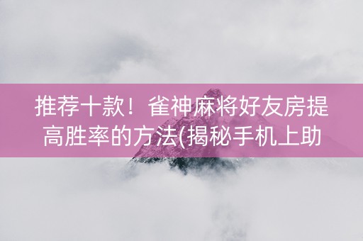 推荐十款！雀神麻将好友房提高胜率的方法(揭秘手机上助赢神器)