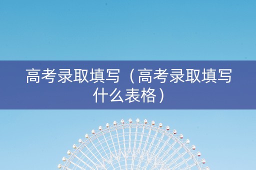 高考录取填写（高考录取填写什么表格）