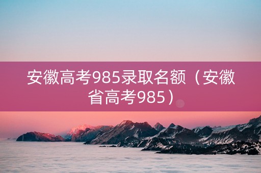 安徽高考985录取名额（安徽省高考985）