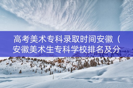 高考美术专科录取时间安徽（安徽美术生专科学校排名及分数线）