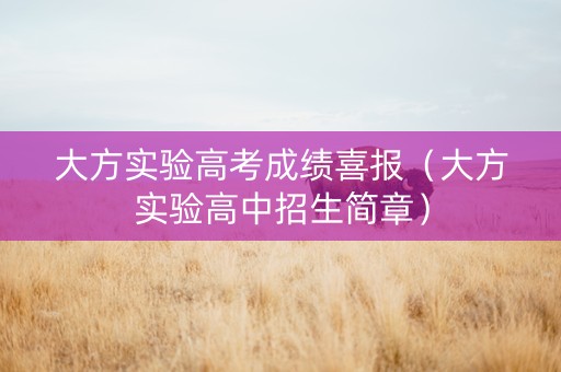 大方实验高考成绩喜报（大方实验高中招生简章）