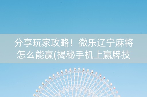 分享玩家攻略！微乐辽宁麻将怎么能赢(揭秘手机上赢牌技巧)