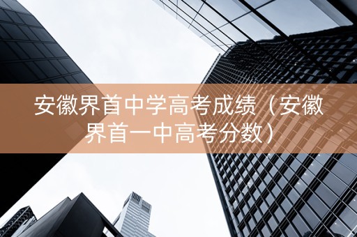 安徽界首中学高考成绩（安徽界首一中高考分数）