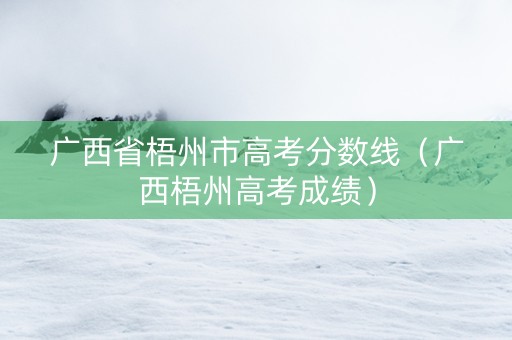 广西省梧州市高考分数线（广西梧州高考成绩）