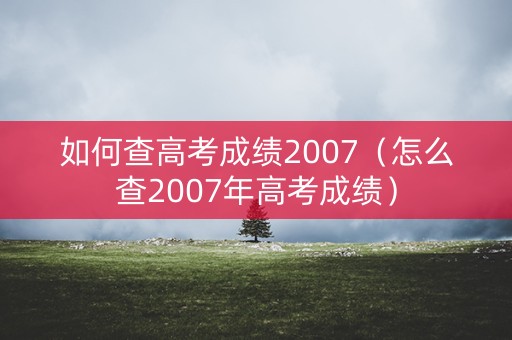 如何查高考成绩2007（怎么查2007年高考成绩）