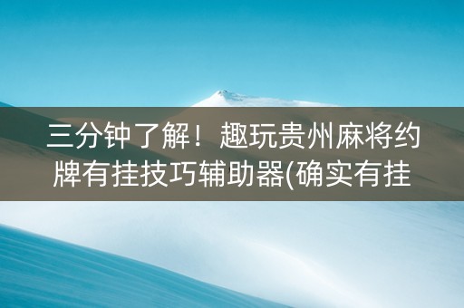三分钟了解！趣玩贵州麻将约牌有挂技巧辅助器(确实有挂吗)