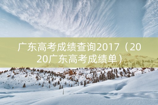 广东高考成绩查询2017（2020广东高考成绩单）