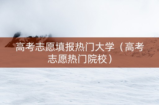高考志愿填报热门大学（高考志愿热门院校）