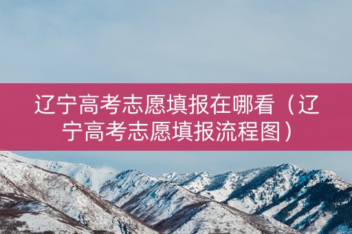 辽宁高考志愿填报在哪看（辽宁高考志愿填报流程图）