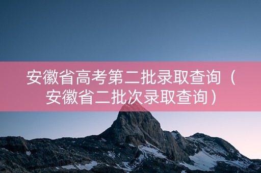 安徽省高考第二批录取查询（安徽省二批次录取查询）