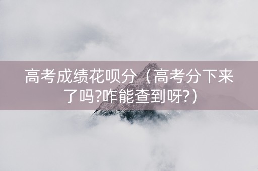 高考成绩花呗分（高考分下来了吗?咋能查到呀?）