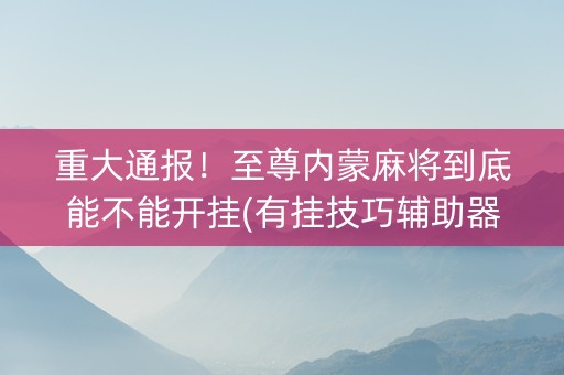 重大通报！至尊内蒙麻将到底能不能开挂(有挂技巧辅助器)