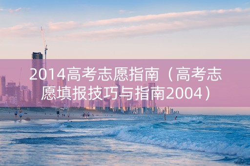 2014高考志愿指南（高考志愿填报技巧与指南2004）