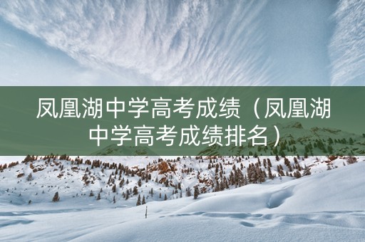 凤凰湖中学高考成绩（凤凰湖中学高考成绩排名）
