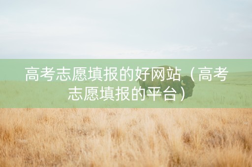 高考志愿填报的好网站（高考志愿填报的平台）