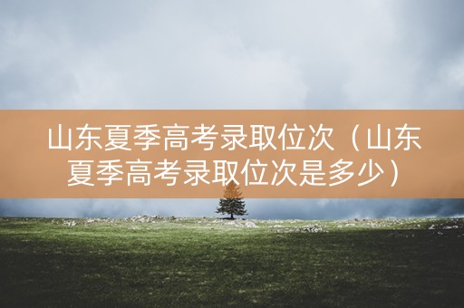 山东夏季高考录取位次（山东夏季高考录取位次是多少）