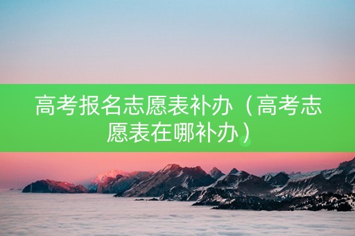 高考报名志愿表补办（高考志愿表在哪补办）