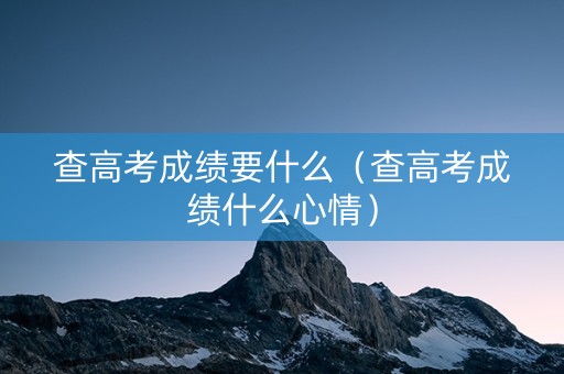 查高考成绩要什么（查高考成绩什么心情）