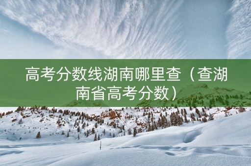 高考分数线湖南哪里查（查湖南省高考分数）